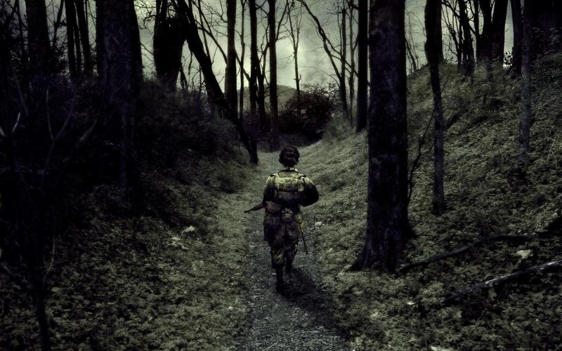 Soldier Walking in Forest