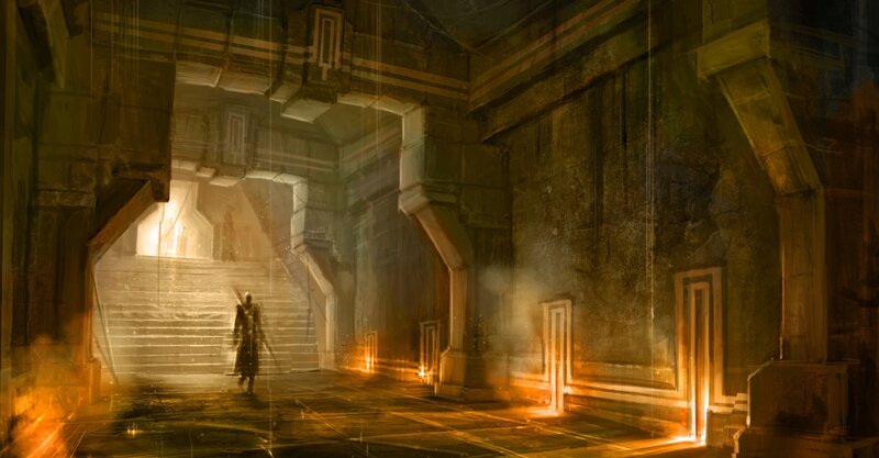 Soldier Walking in Temple