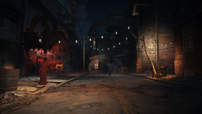 Soldier Walking Through Alley