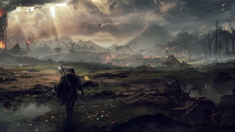 Soldier Walking Through Wasteland — Gray