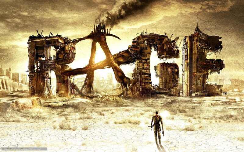 Soldier Walking Toward Ruins — Brown