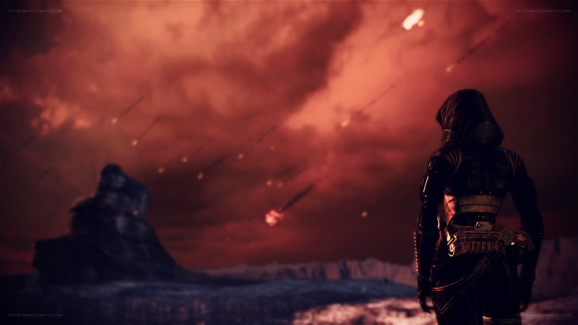soldier watches meteor shower
