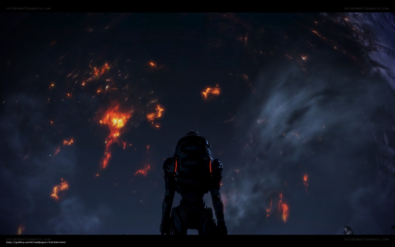 soldier watches planet burn