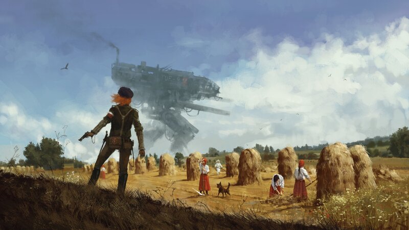 Soldier Watching Mechs