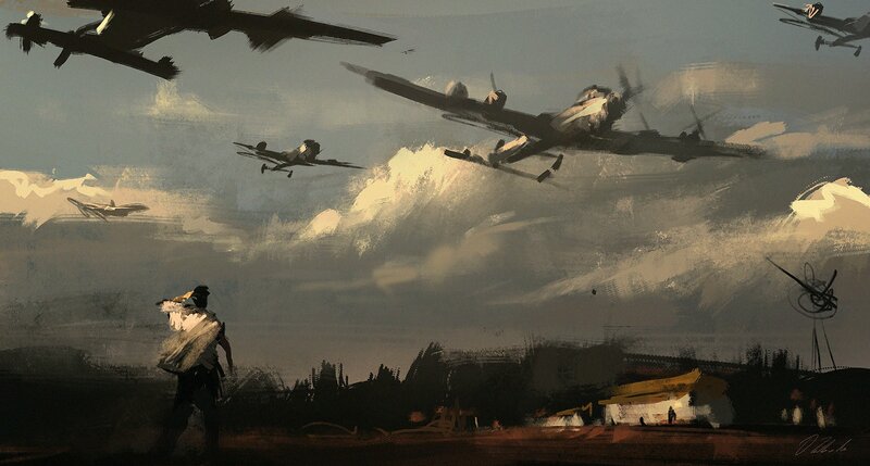 Soldier Watching Planes