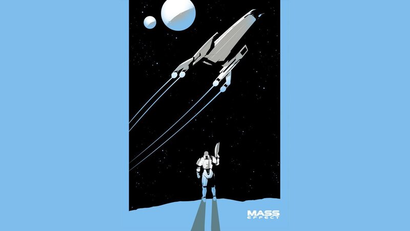 Soldier Watching Spaceship — Blue, Dramatic