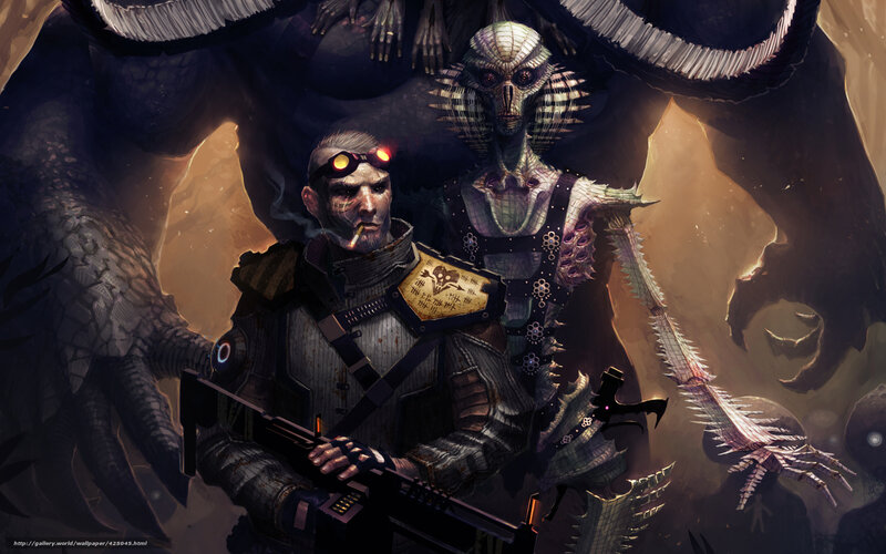 Soldier with Alien Creature — Brown