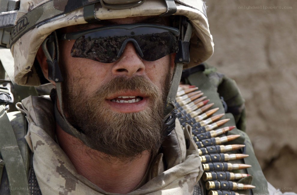 soldier with ammunition belt