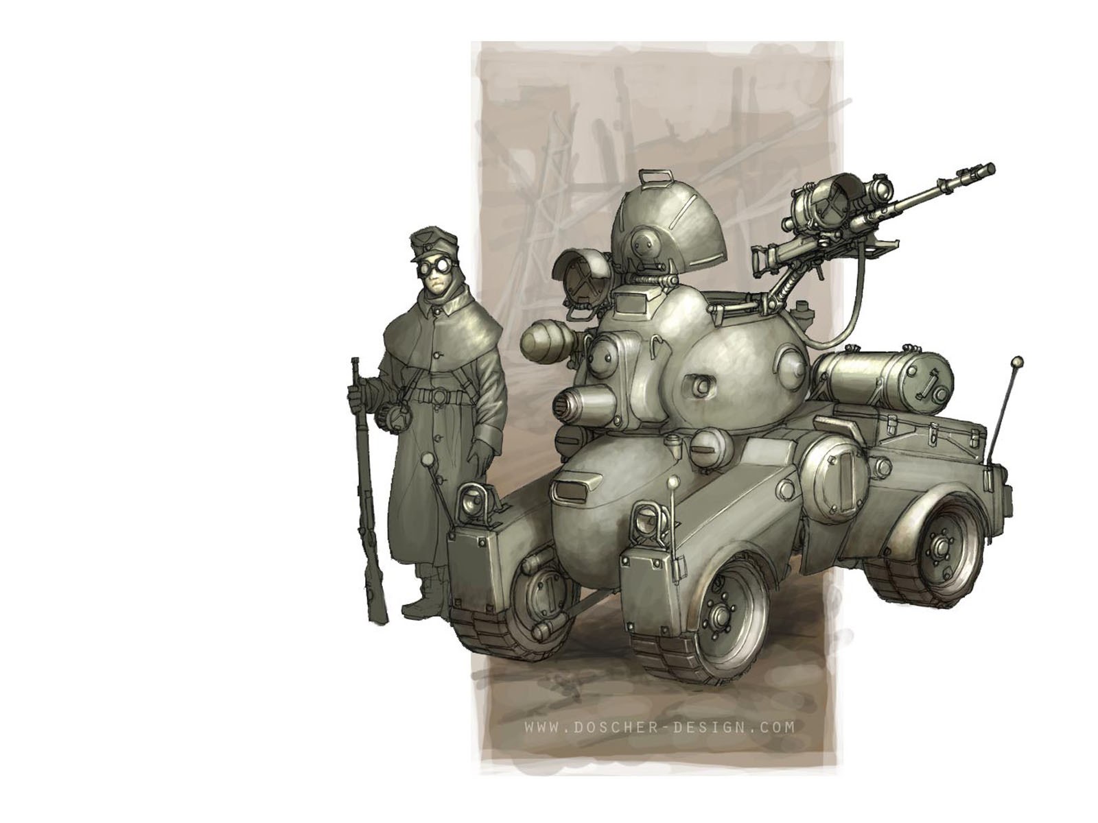 soldier with armored vehicle