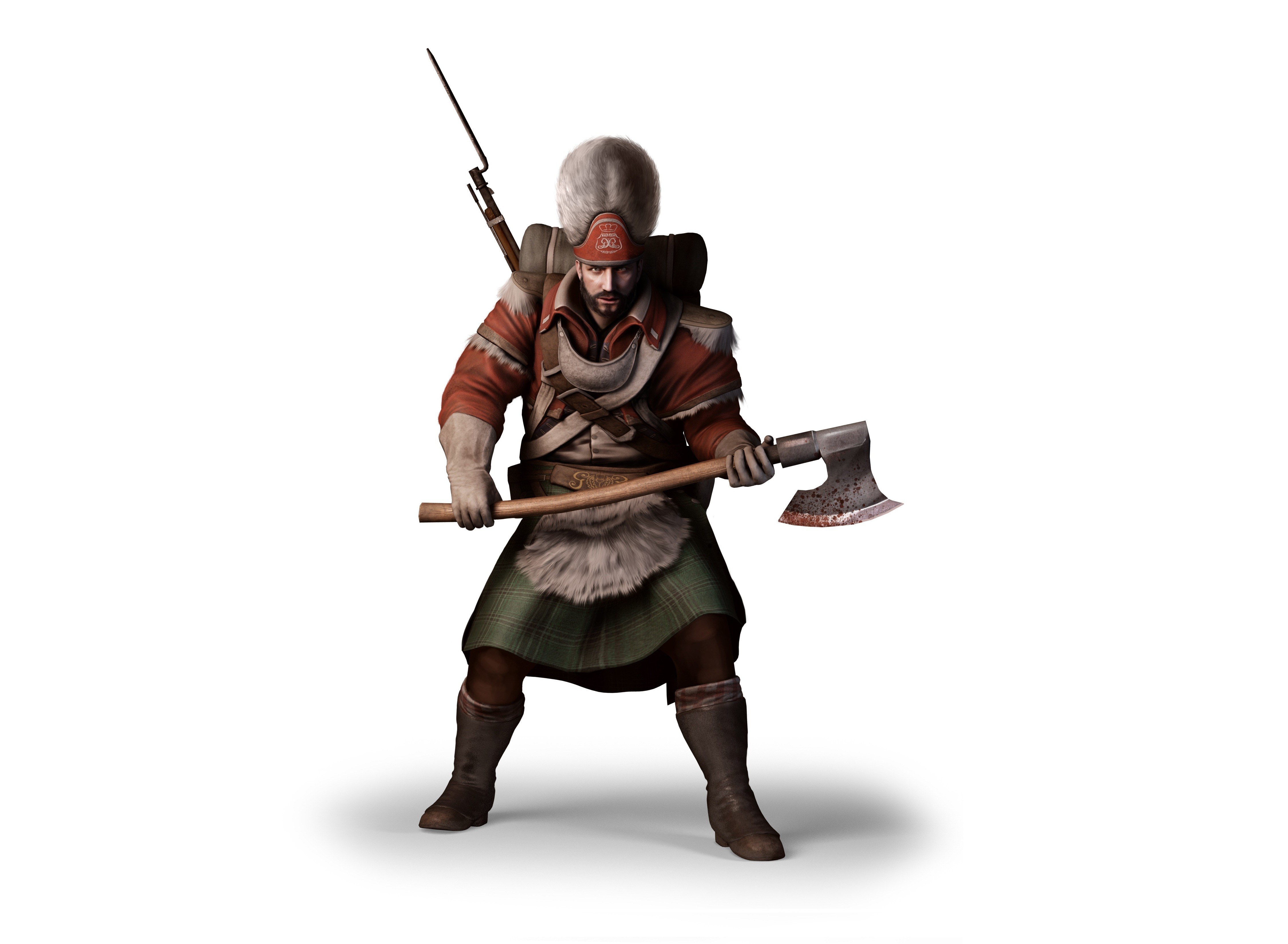 soldier with axe and rifle