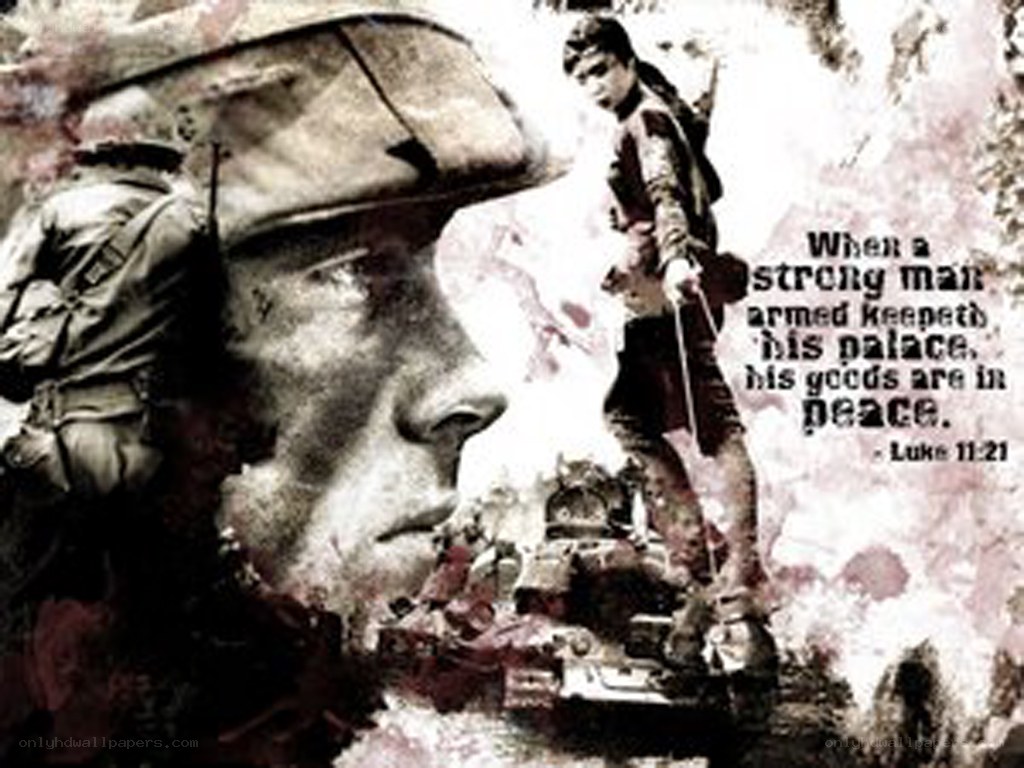 Soldier with Bible verse