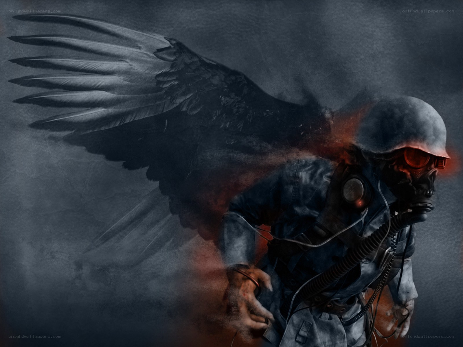soldier with black wings