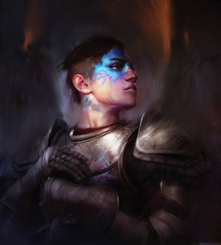 Soldier with Blue Face Paint