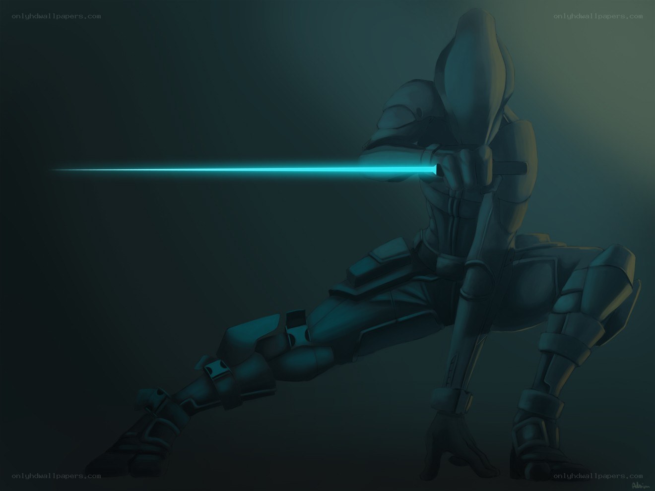 soldier with blue lightsaber