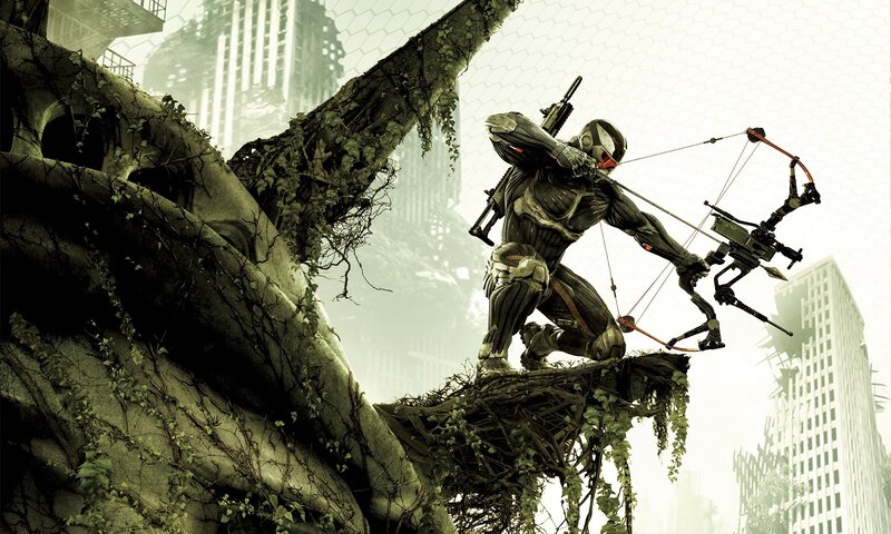 Soldier with Bow and Arrow — Green, Dramatic, Digital Art, Ruins, City, Ivy