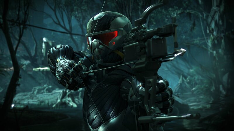 soldier with bow in forest