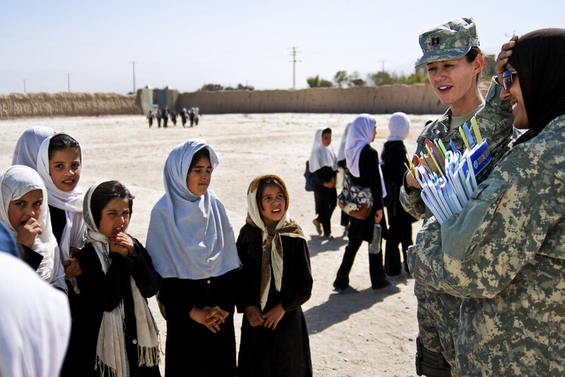 Soldier with Children — Green