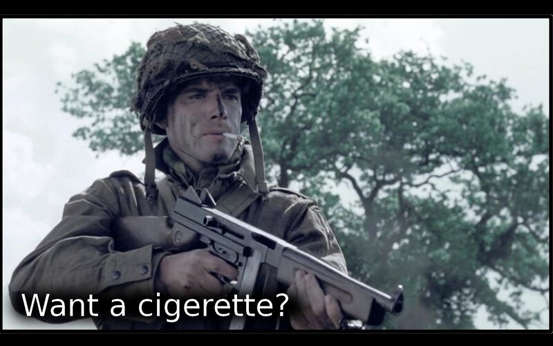 soldier with cigarette
