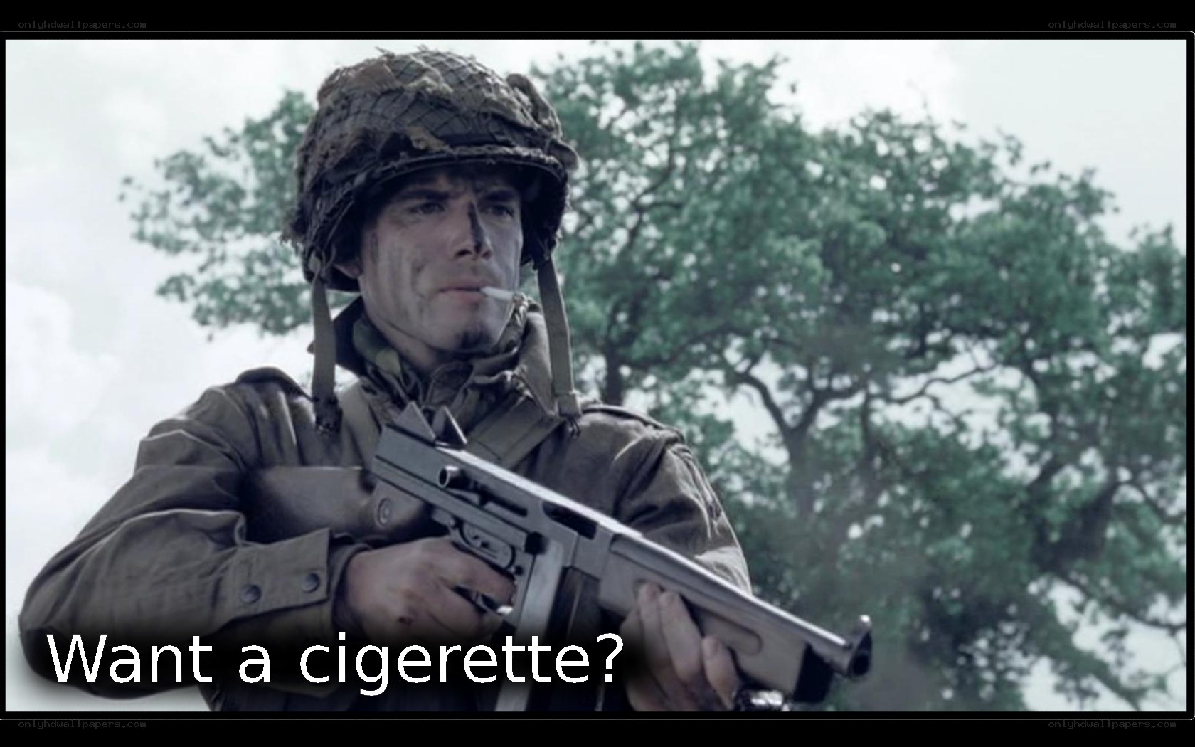 soldier with cigarette