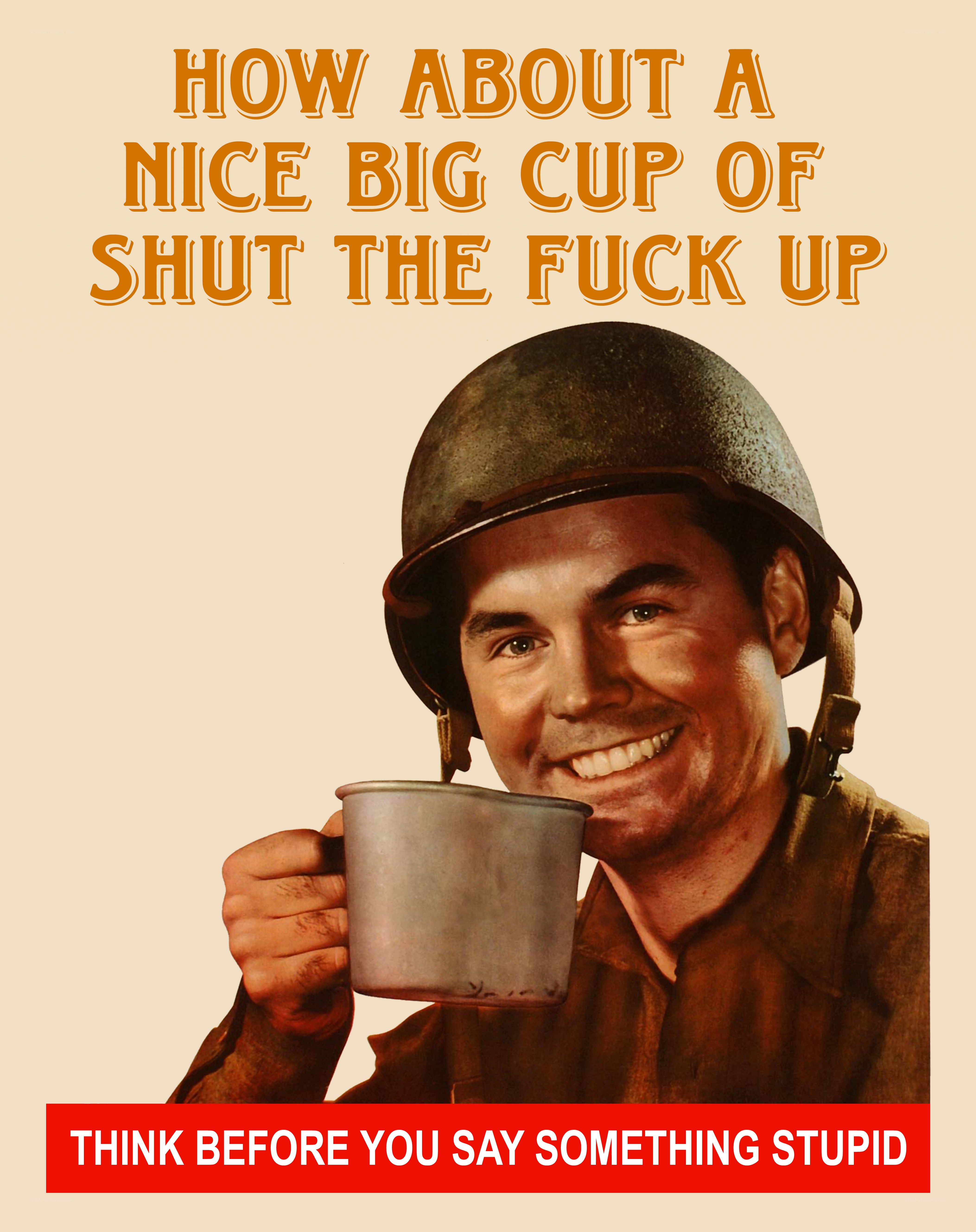 soldier with cup meme