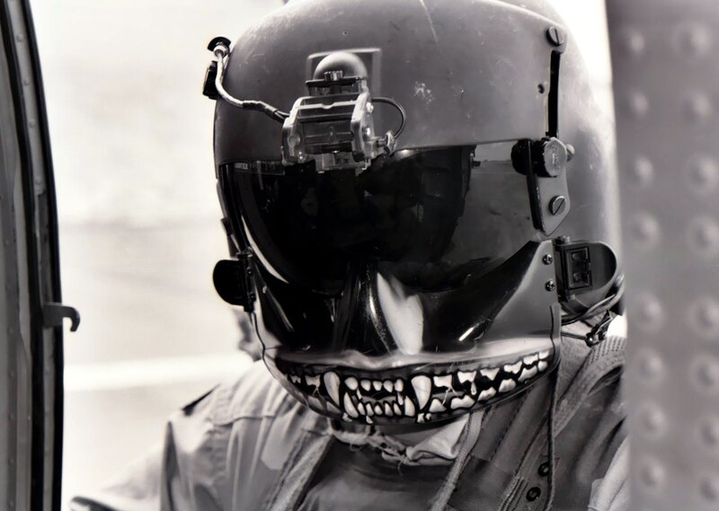 soldier with custom helmet