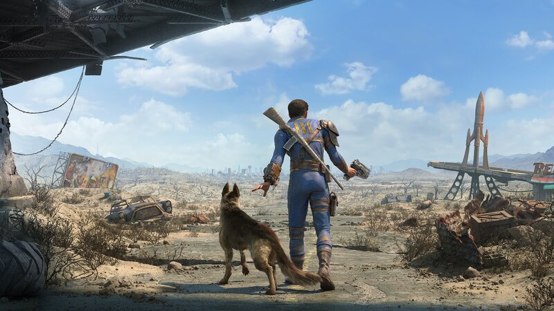 Soldier with Dog — Blue, Desolate