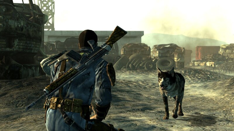 Soldier with Dog — Gray, Desolate