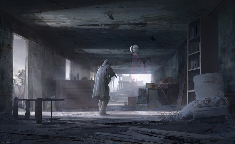 Soldier with Drone in Ruin
