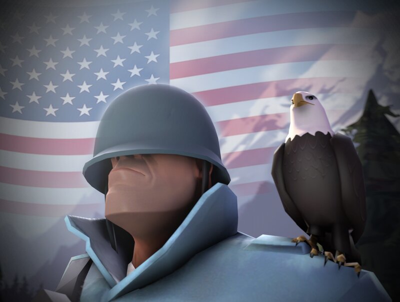 Soldier with eagle on shoulder
