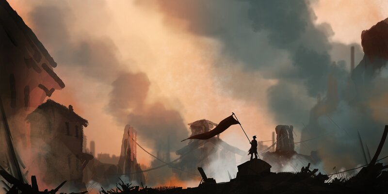 Soldier with Flag — Orange