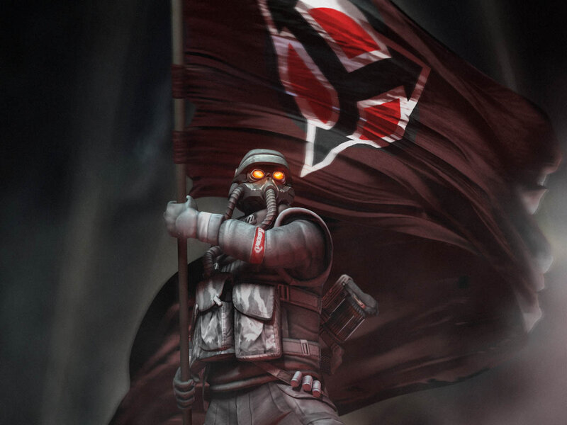 soldier with flag