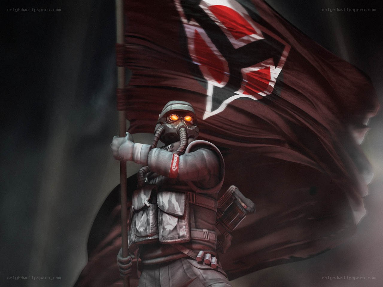 soldier with flag