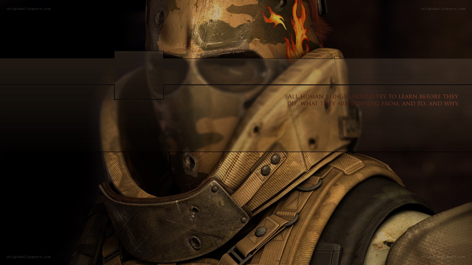 soldier with flame helmet