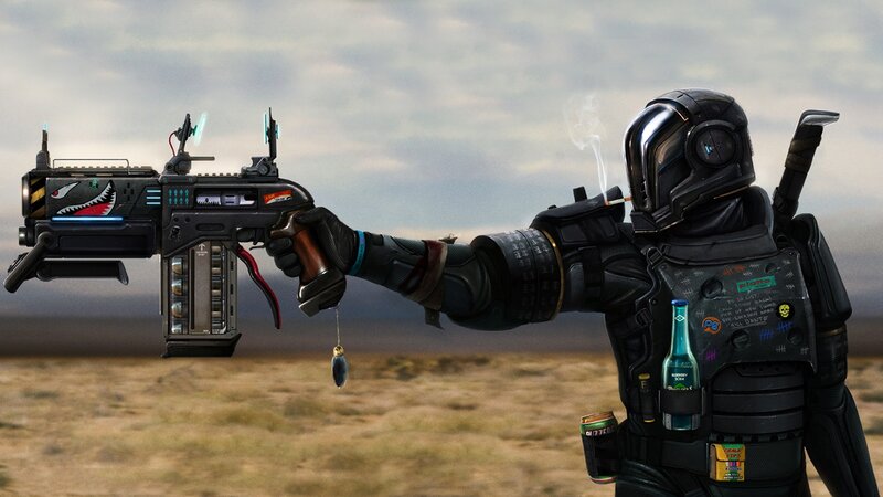 Soldier with Futuristic Gun — Black