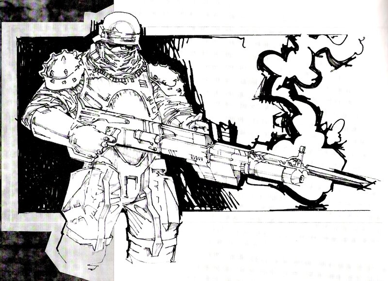 soldier with futuristic rifle