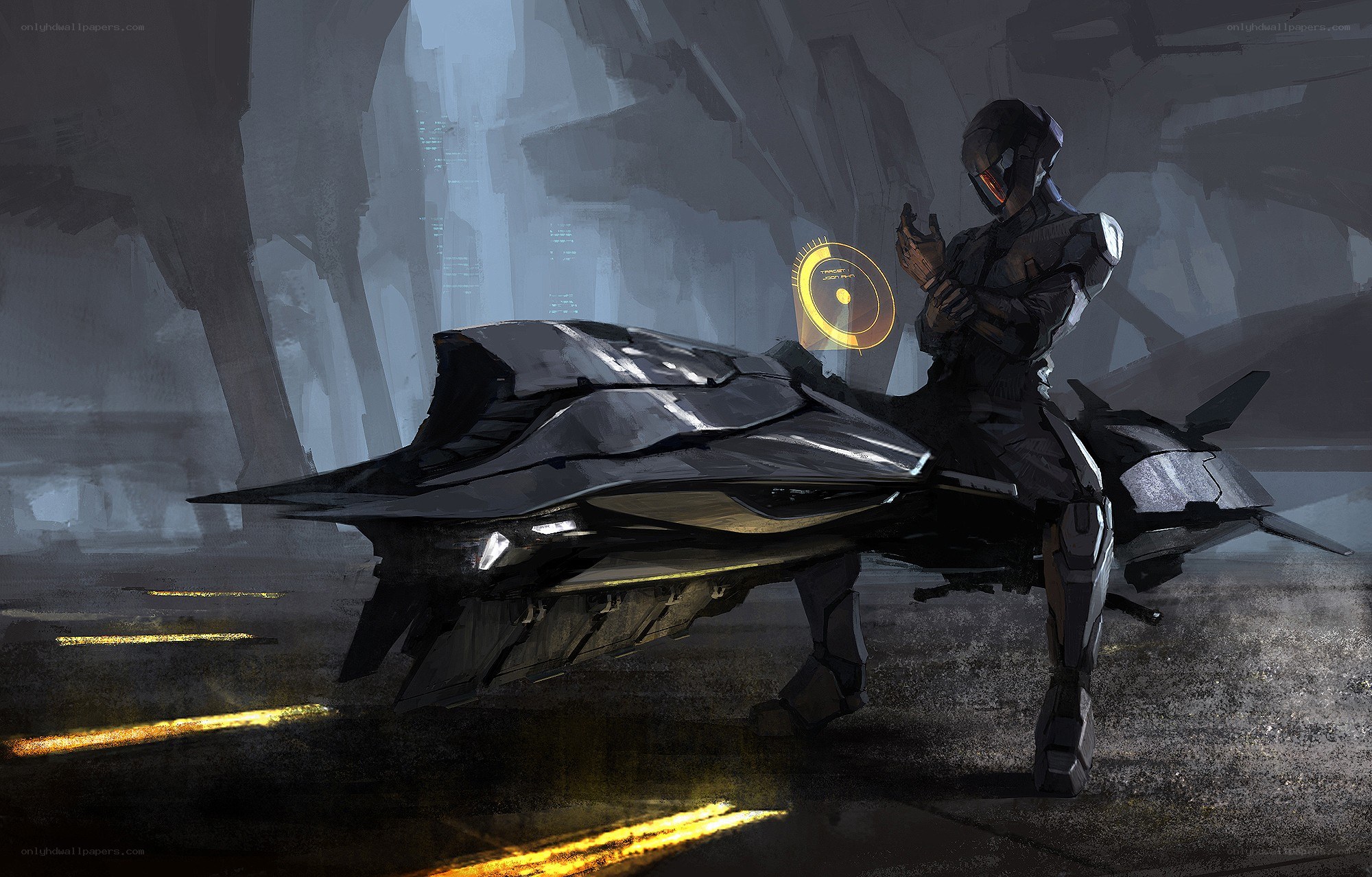 soldier with futuristic vehicle