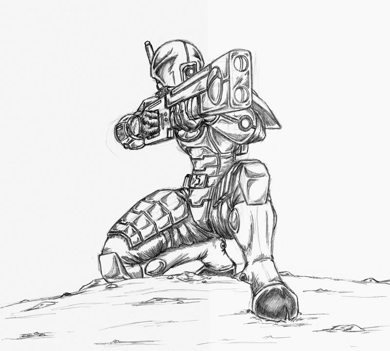 soldier with futuristic weapon