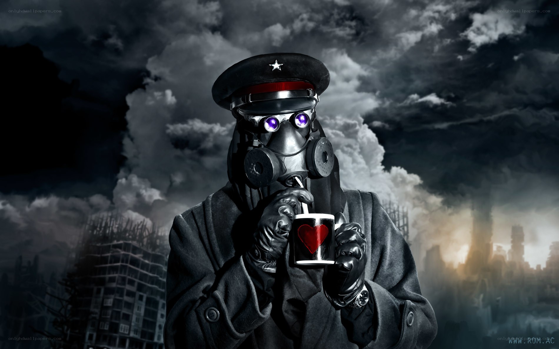 soldier with gas mask