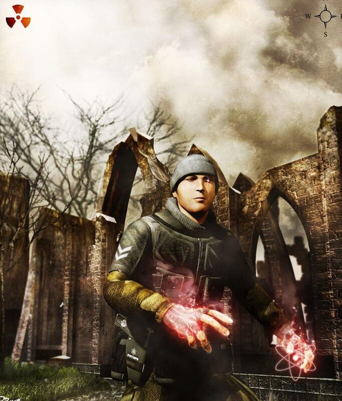 soldier with glowing hands