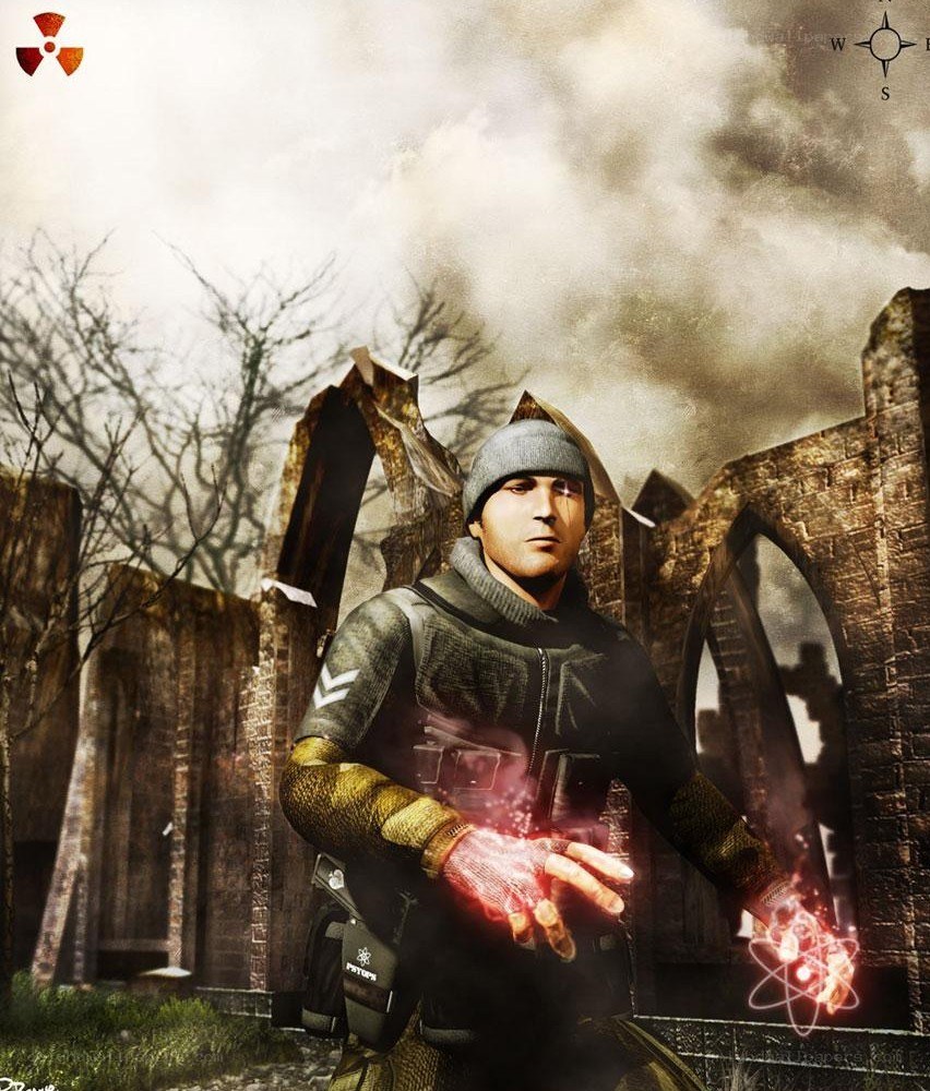 soldier with glowing hands