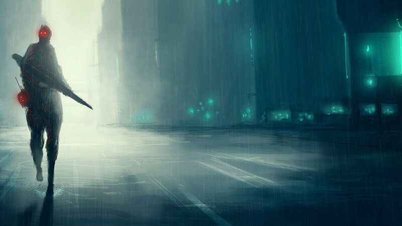 Soldier with Glowing Red Eyes — Blue