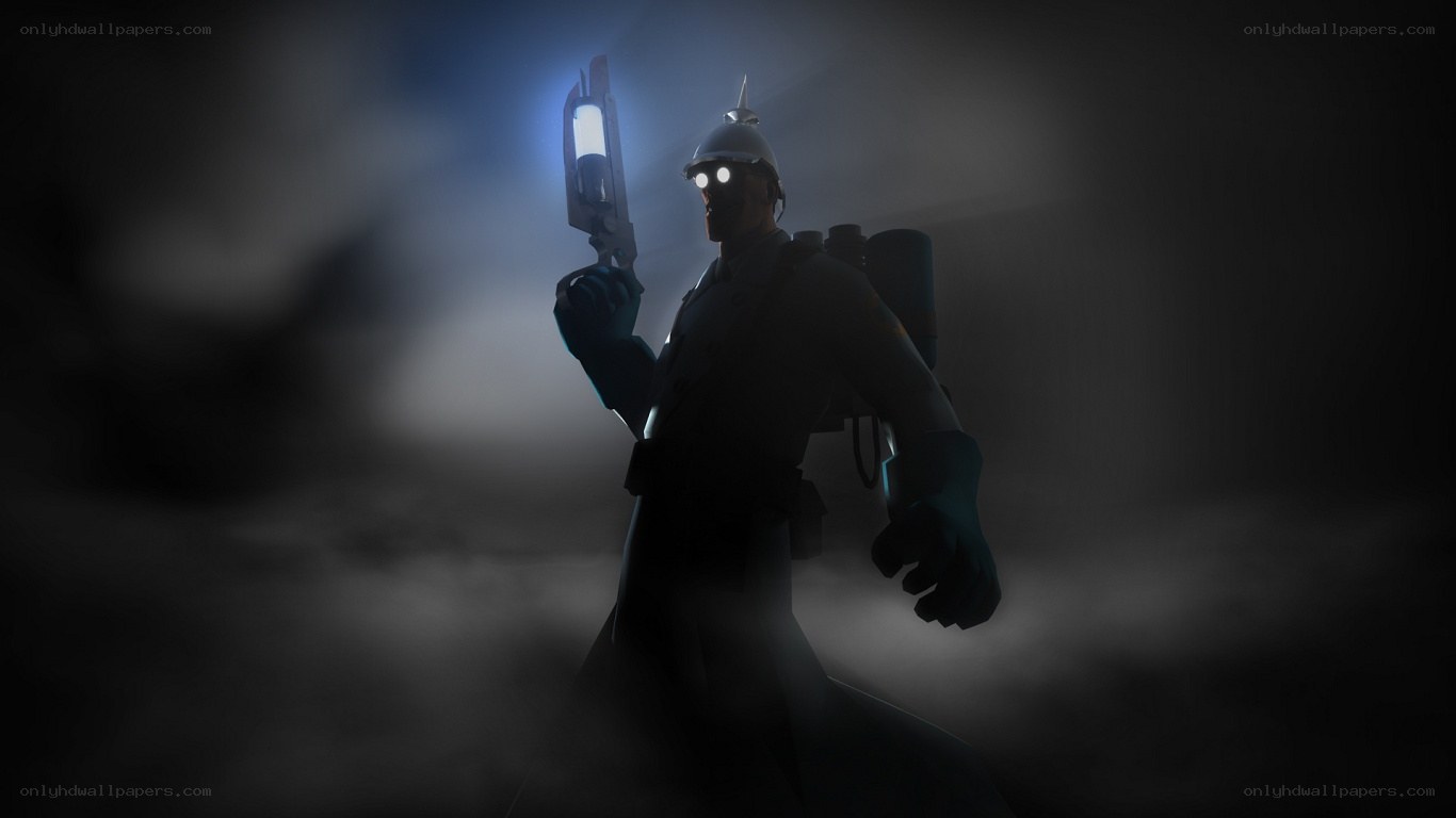 soldier with glowing weapon