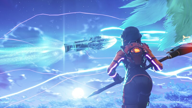 Soldier with Glowing Weapon — Blue, Dramatic