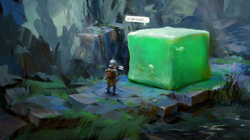 Soldier with Green Cube