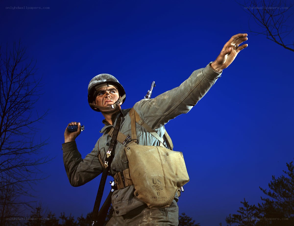 Soldier with grenade and rifle