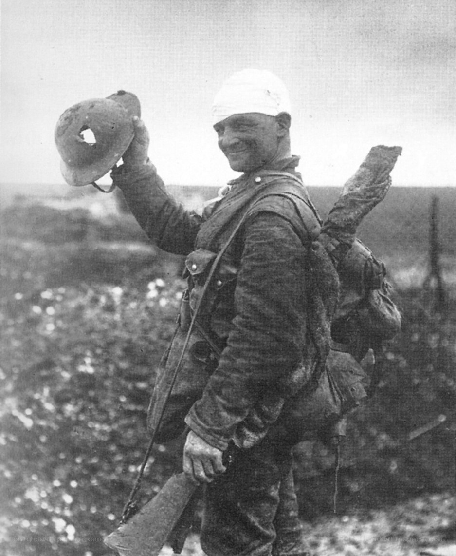 Soldier with helmet and rifle