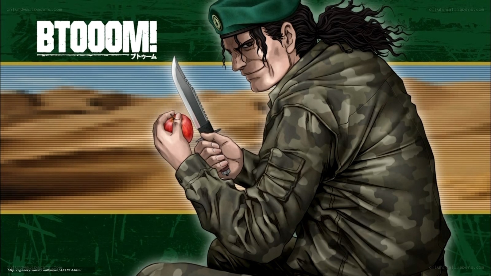 Soldier with knife and apple