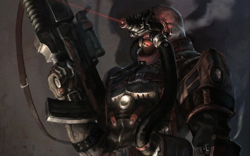 soldier with laser weapon