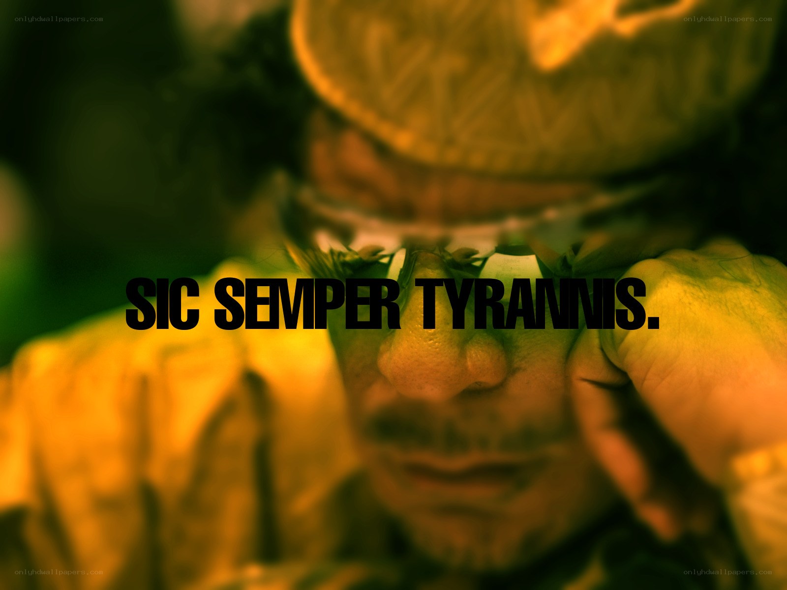 Soldier with Latin phrase