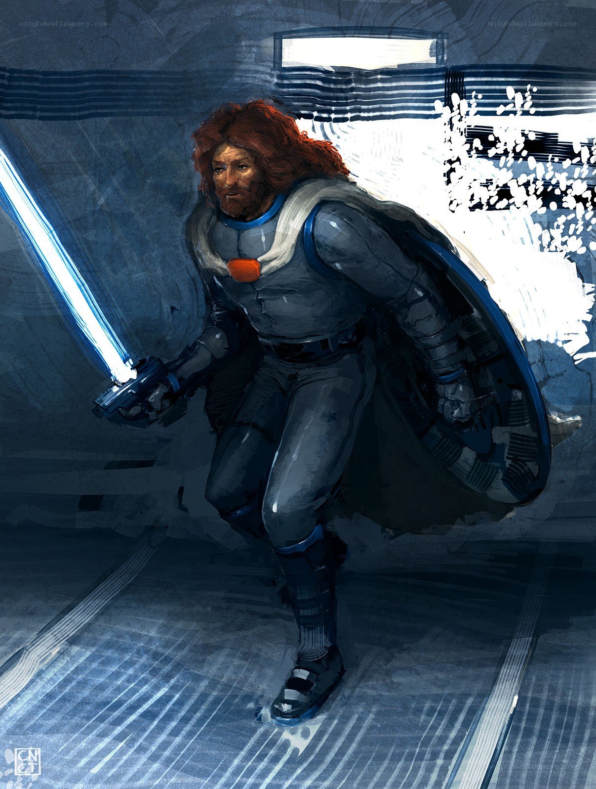 soldier with lightsaber